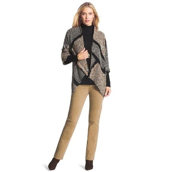 Chico's Women's Small (Vanity 0) Kinsley 3/4 Sleeve Open Boho Cardigan Sweater - Picture 1 of 13